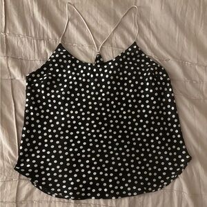 Victoria's Secret Racerback Camisole Black with White Polka Dots